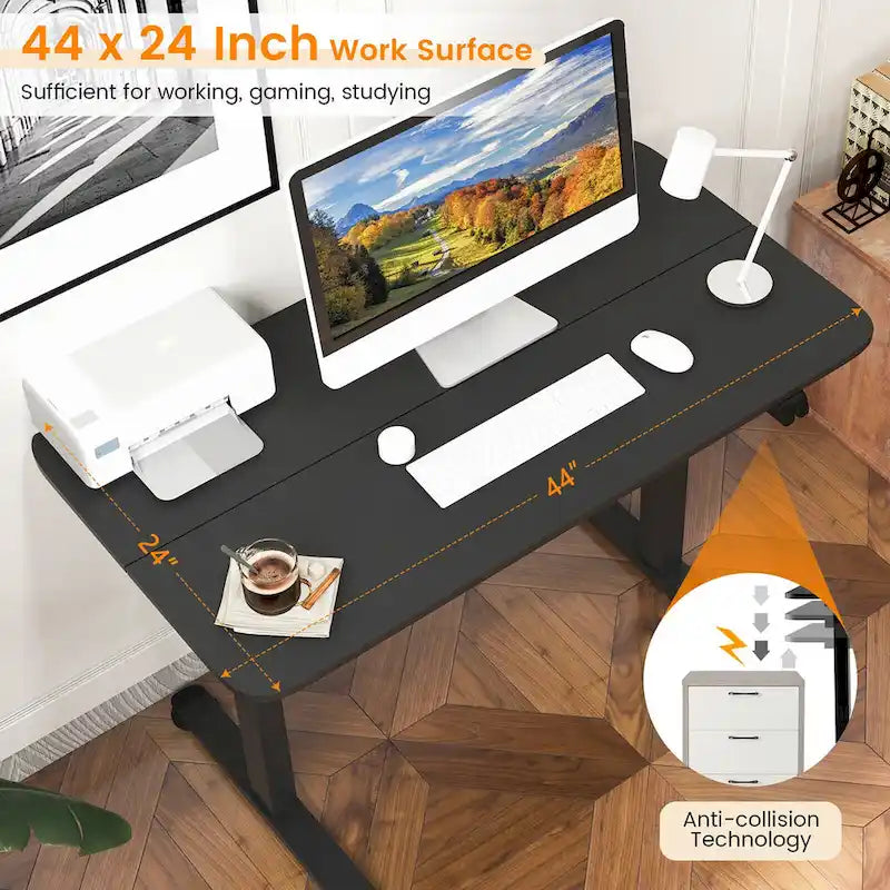 Scrivania elettrica regolabile in altezza Sit-Stand, marrone/nero/naturale, monoposto