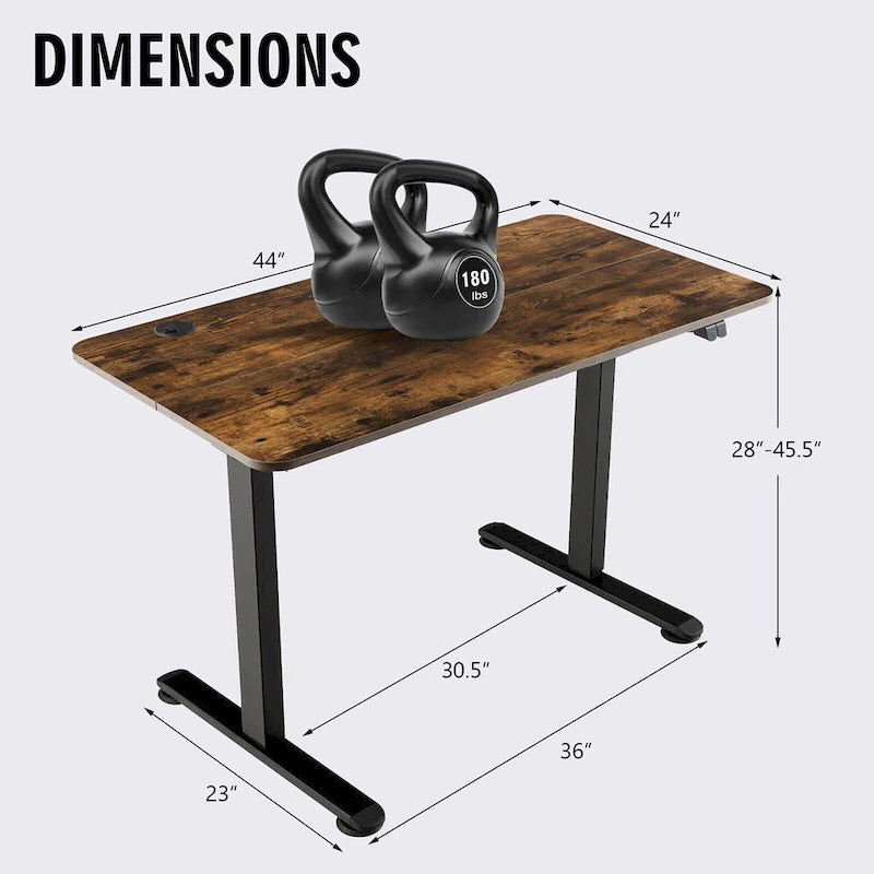 Scrivania elettrica regolabile in altezza Sit-Stand, marrone/nero/naturale, monoposto