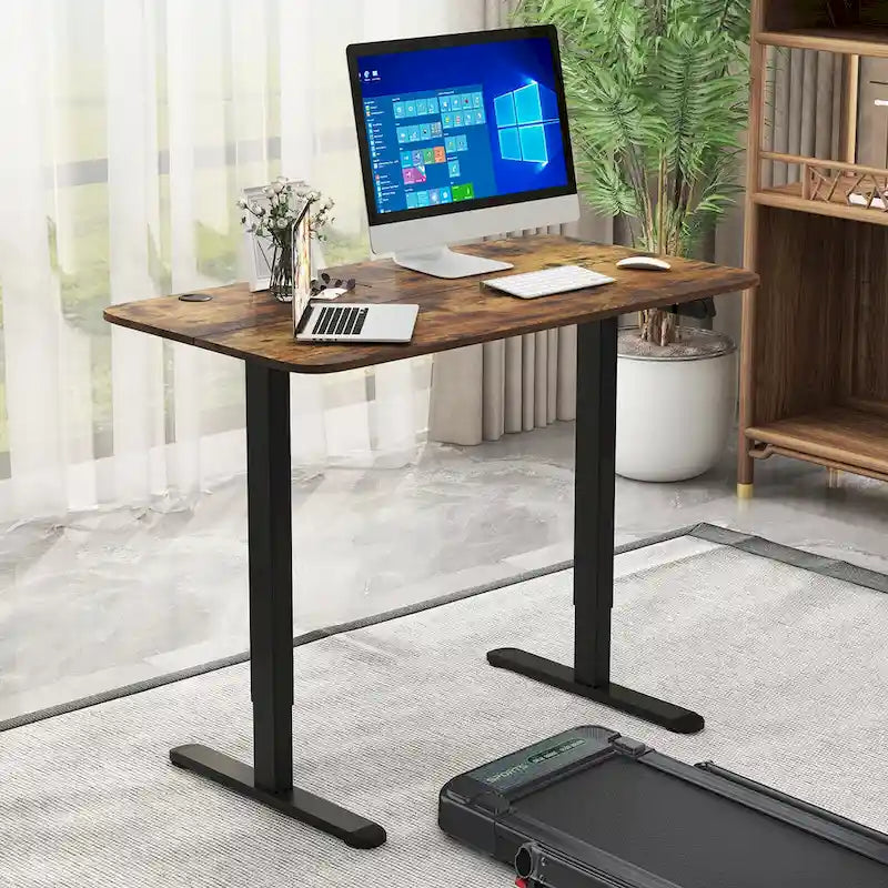 Scrivania elettrica regolabile in altezza Sit-Stand, marrone/nero/naturale, monoposto