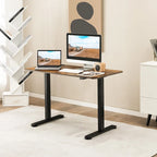 Scrivania elettrica regolabile in altezza Sit-Stand, marrone/nero/naturale, monoposto