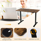 Scrivania elettrica regolabile in altezza Sit-Stand, marrone/nero/naturale, monoposto