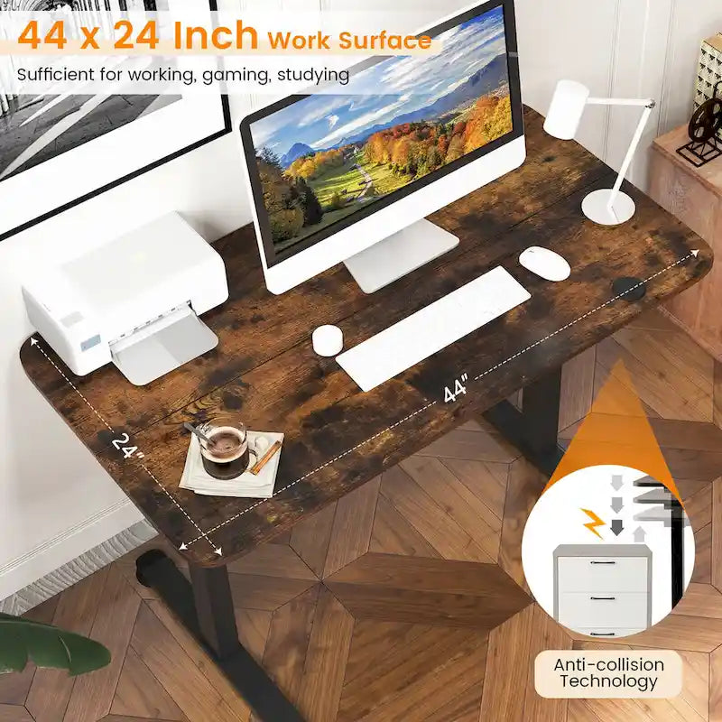 Scrivania elettrica regolabile in altezza Sit-Stand, marrone/nero/naturale, monoposto