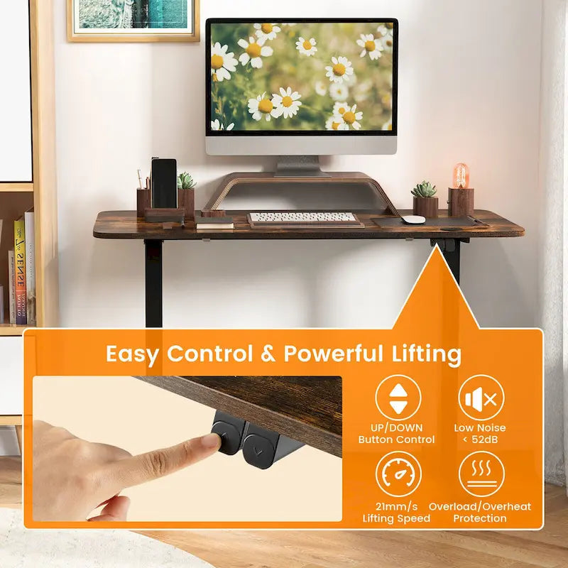 Scrivania elettrica regolabile in altezza Sit-Stand, marrone/nero/naturale, monoposto