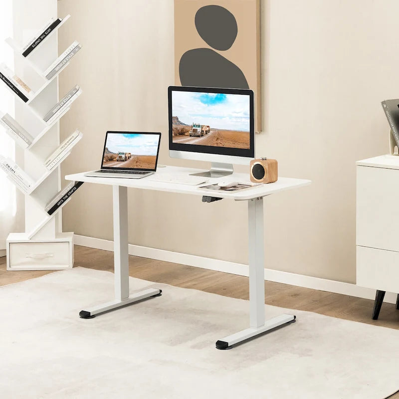 Scrivania elettrica regolabile in altezza Sit-Stand, marrone/nero/naturale, monoposto