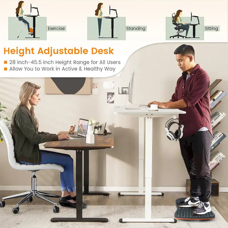 Scrivania elettrica regolabile in altezza Sit-Stand, marrone/nero/naturale, monoposto