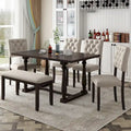 Set da pranzo retrò Espresso da 6 pezzi – Tavolo, 4 sedie e panca (6 posti)