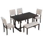 Set da pranzo retrò Espresso da 6 pezzi – Tavolo, 4 sedie e panca (6 posti)