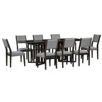 Set da pranzo allungabile in stile rustico/espresso da 9 pezzi, 8 sedie imbottite, posti a sedere per 8 persone
