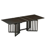 Set da pranzo allungabile in stile rustico/espresso da 9 pezzi, 8 sedie imbottite, posti a sedere per 8 persone