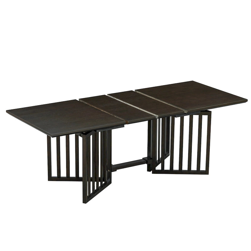 Set da pranzo allungabile in stile rustico/espresso da 9 pezzi, 8 sedie imbottite, posti a sedere per 8 persone