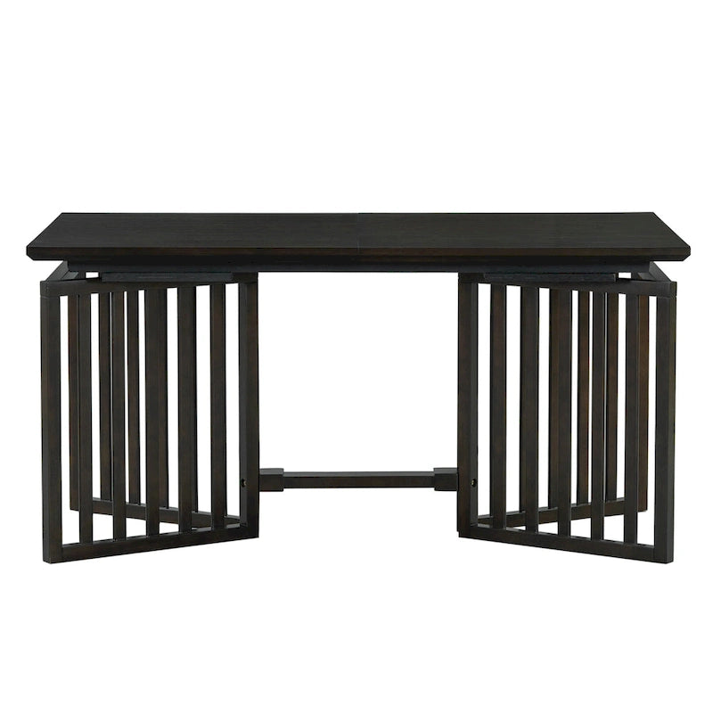 Set da pranzo allungabile in stile rustico/espresso da 9 pezzi, 8 sedie imbottite, posti a sedere per 8 persone