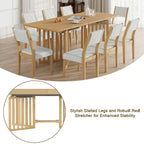 Set da pranzo allungabile in stile rustico/espresso da 9 pezzi, 8 sedie imbottite, posti a sedere per 8 persone