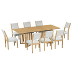 Set da pranzo allungabile in stile rustico/espresso da 9 pezzi, 8 sedie imbottite, posti a sedere per 8 persone