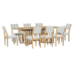 Set da pranzo allungabile in stile rustico/espresso da 9 pezzi, 8 sedie imbottite, posti a sedere per 8 persone