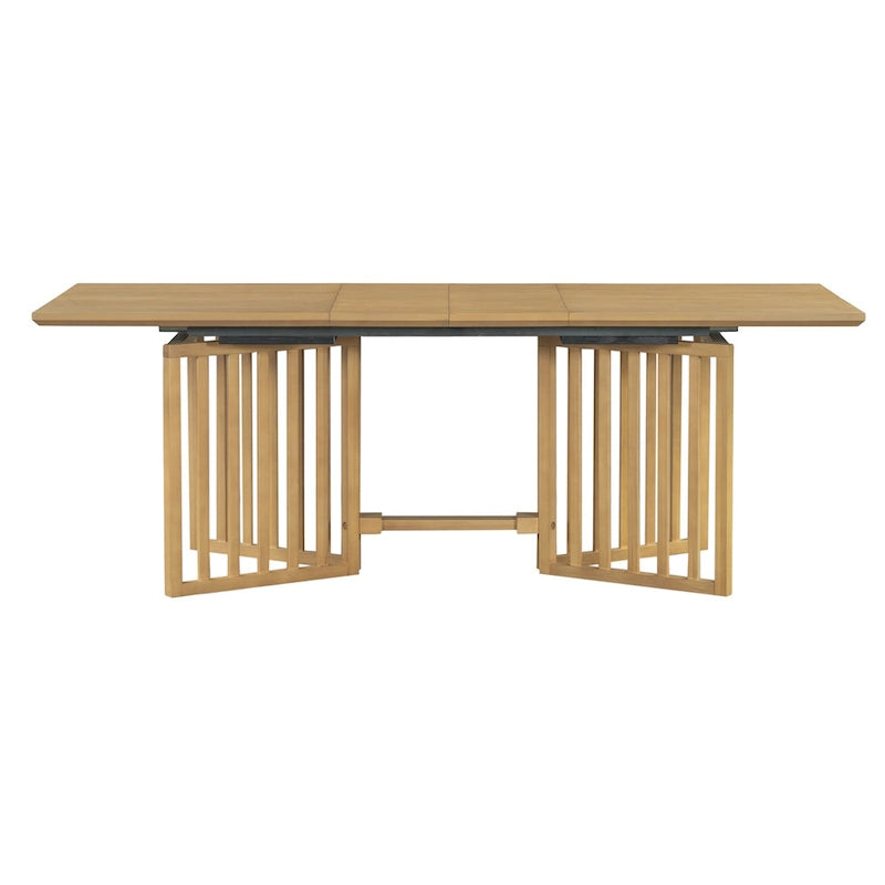 Set da pranzo allungabile in stile rustico/espresso da 9 pezzi, 8 sedie imbottite, posti a sedere per 8 persone