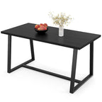 Tavolo da pranzo rettangolare da 160 cm, nero/caffè, piano con venature del legno, 4–6 posti a sedere