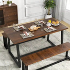 Tavolo da pranzo rettangolare da 160 cm, nero/caffè, piano con venature del legno, 4–6 posti a sedere