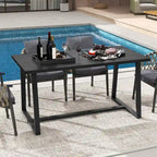 Tavolo da pranzo rettangolare da 160 cm, nero/caffè, piano con venature del legno, 4–6 posti a sedere
