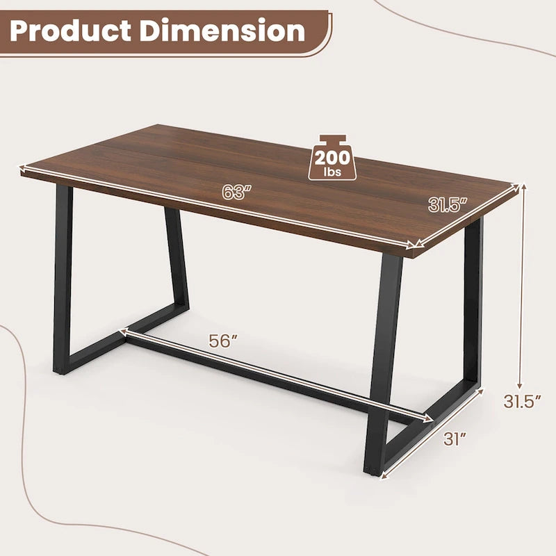 Tavolo da pranzo rettangolare da 160 cm, nero/caffè, piano con venature del legno, 4–6 posti a sedere