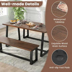 Tavolo da pranzo rettangolare da 160 cm, nero/caffè, piano con venature del legno, 4–6 posti a sedere