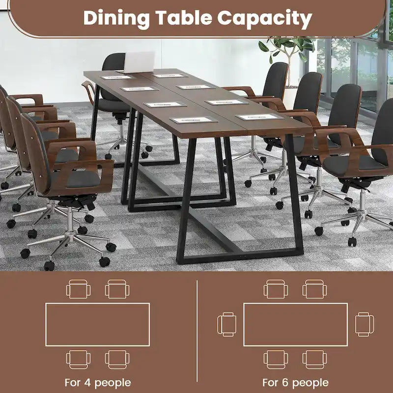 Tavolo da pranzo rettangolare da 160 cm, nero/caffè, piano con venature del legno, 4–6 posti a sedere