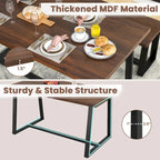 Tavolo da pranzo rettangolare da 160 cm, nero/caffè, piano con venature del legno, 4–6 posti a sedere