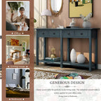Console da Ingresso Antica Blu Navy con Cassetto e Ripiano