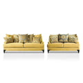 Set divano e divanetto in velluto chiodato color oro / tortora vintage, 2 pezzi (5 posti)