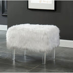 Pouf Rotondo Grigio / Rosa / Nero in Pelliccia Sintetica con Gambe in Acrilico Trasparente, Posti a Sedere 1