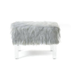 Pouf Rotondo Grigio / Rosa / Nero in Pelliccia Sintetica con Gambe in Acrilico Trasparente, Posti a Sedere 1