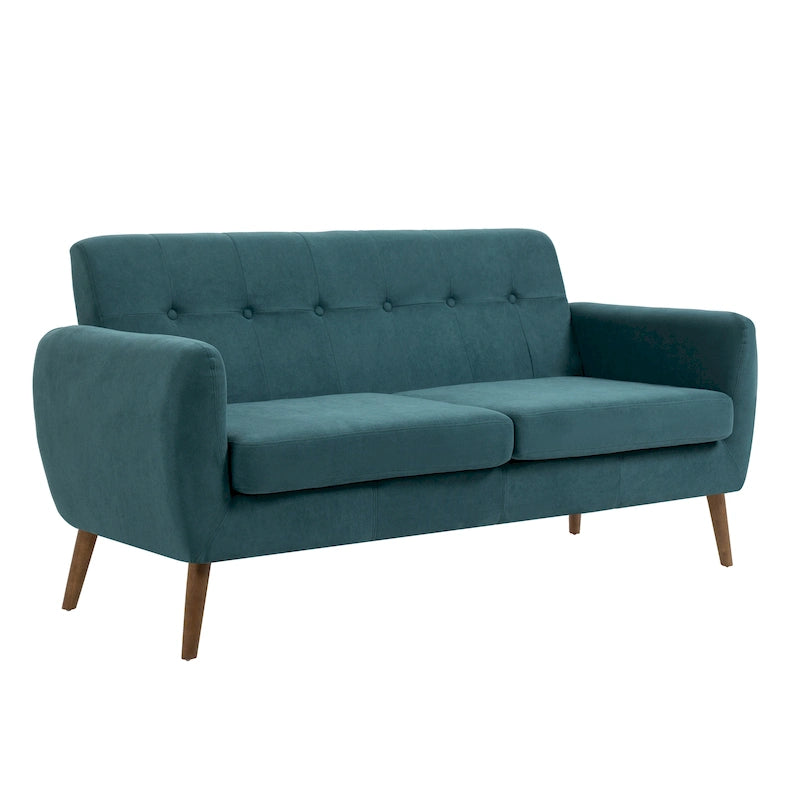 Divanetto trapuntato a due posti in tessuto grigio/blu/arancione/verde