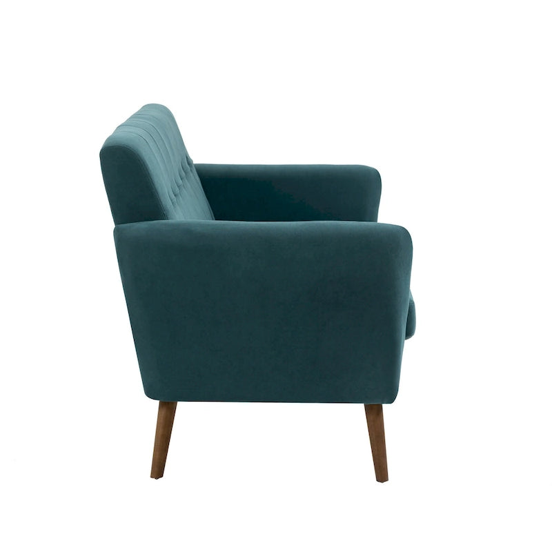 Divanetto trapuntato a due posti in tessuto grigio/blu/arancione/verde