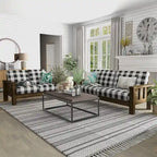 Set Divano a 2 Pezzi in Stile Missione, Marrone Scuro / Rovere Rustico, Posti a Sedere 5