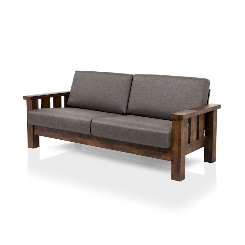 Set Divano a 2 Pezzi in Stile Missione, Marrone Scuro / Rovere Rustico, Posti a Sedere 5