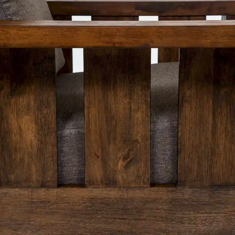 Set Divano a 2 Pezzi in Stile Missione, Marrone Scuro / Rovere Rustico, Posti a Sedere 5