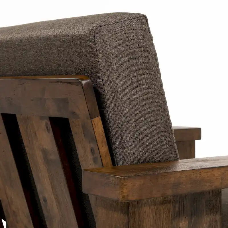 Set Divano a 2 Pezzi in Stile Missione, Marrone Scuro / Rovere Rustico, Posti a Sedere 5