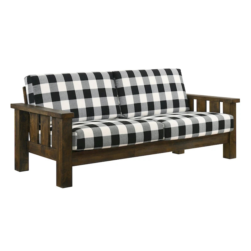 Set Divano a 2 Pezzi in Stile Missione, Marrone Scuro / Rovere Rustico, Posti a Sedere 5