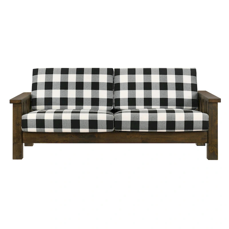 Set Divano a 2 Pezzi in Stile Missione, Marrone Scuro / Rovere Rustico, Posti a Sedere 5