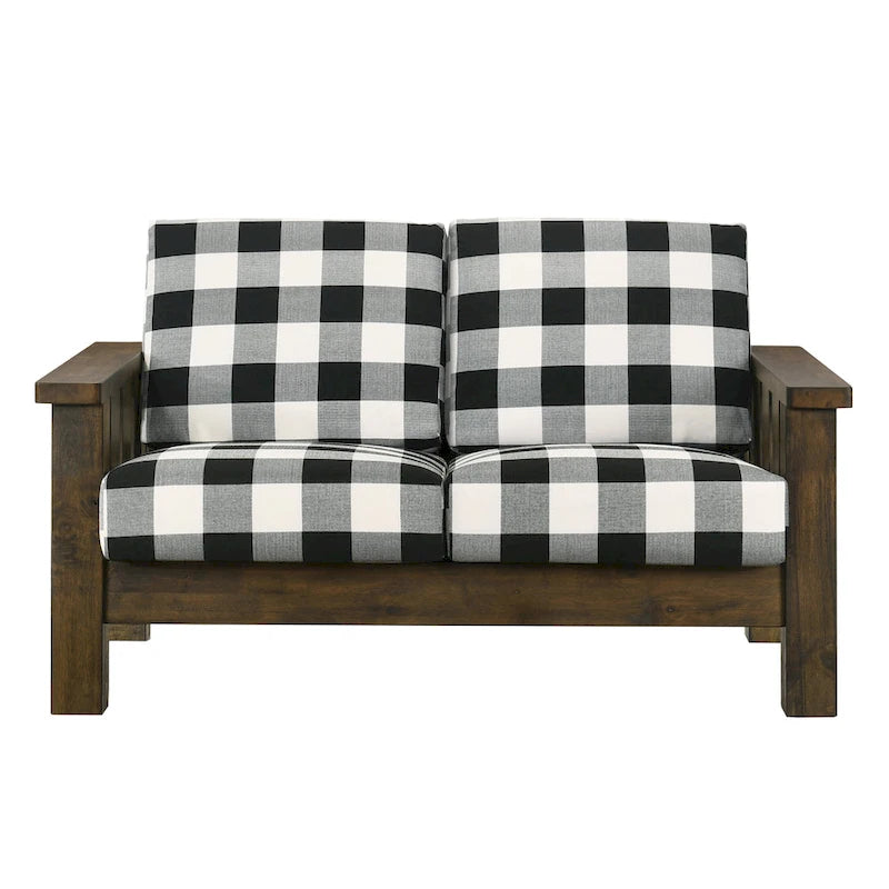 Set Divano a 2 Pezzi in Stile Missione, Marrone Scuro / Rovere Rustico, Posti a Sedere 5