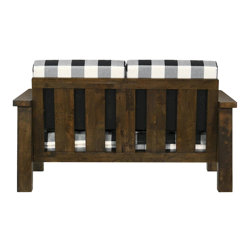 Set Divano a 2 Pezzi in Stile Missione, Marrone Scuro / Rovere Rustico, Posti a Sedere 5