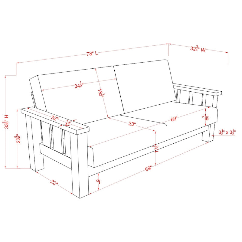 Set Divano a 2 Pezzi in Stile Missione, Marrone Scuro / Rovere Rustico, Posti a Sedere 5