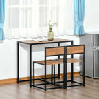 HOMCOM Industrial 3-Piece Dining Table and 2 Chair Set for Small Space in the Dining Room or Kitchen - 35.5 L x 18.5 W x 30 H
