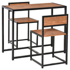 Set da pranzo 3 pezzi per 2 in Legno Vintage Nero – Tavolo e 2 Sedie