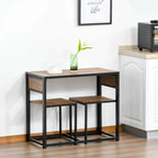 Set da pranzo 3 pezzi per 2 in Legno Vintage Nero – Tavolo e 2 Sedie