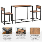 Set da pranzo 3 pezzi per 2 in Legno Vintage Nero – Tavolo e 2 Sedie