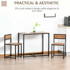 Set da pranzo 3 pezzi per 2 in Legno Vintage Nero – Tavolo e 2 Sedie