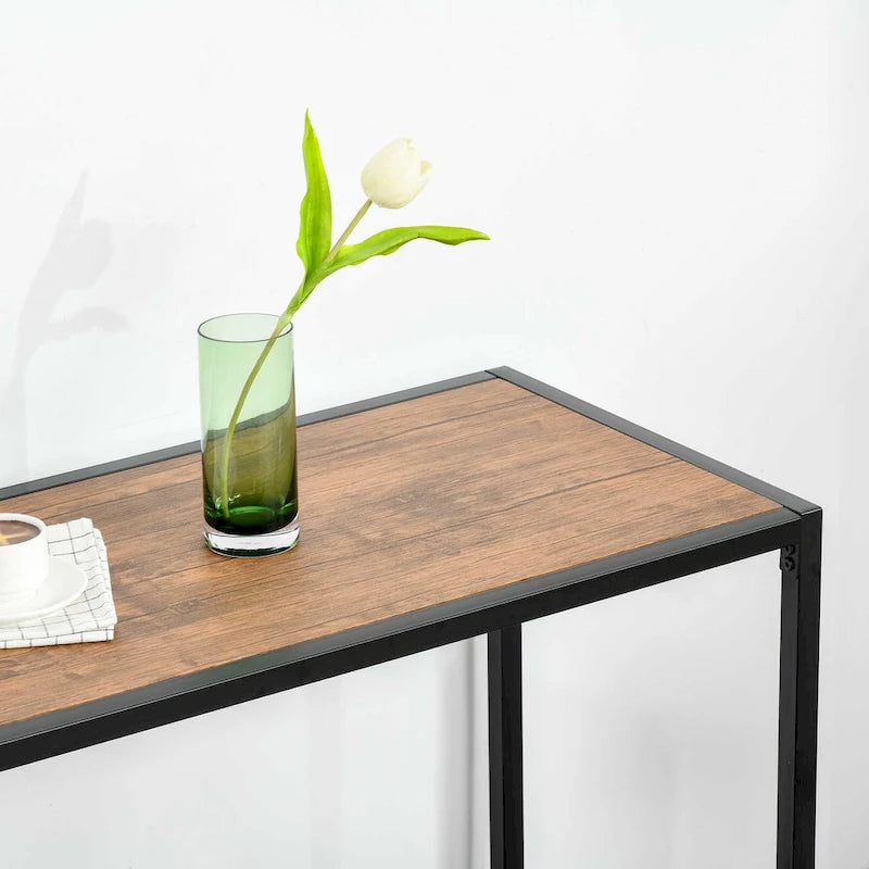 Set da pranzo 3 pezzi per 2 in Legno Vintage Nero – Tavolo e 2 Sedie
