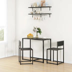 Set da pranzo 3 pezzi per 2 in Legno Vintage Nero – Tavolo e 2 Sedie