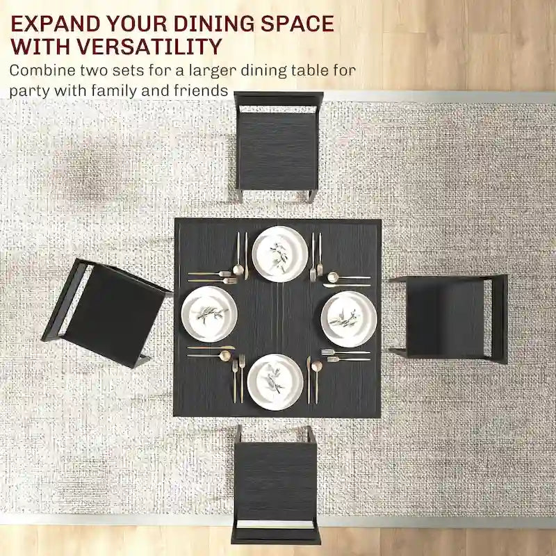 Set da pranzo 3 pezzi per 2 in Legno Vintage Nero – Tavolo e 2 Sedie