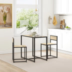 Set da pranzo 3 pezzi per 2 in Legno Vintage Nero – Tavolo e 2 Sedie
